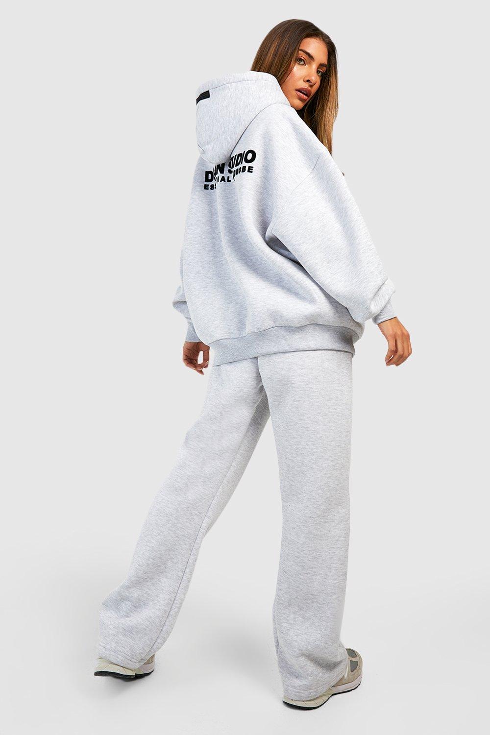 Dsgn Studio Flocked Slogan Premium Straight Leg Jogger boohoo IE